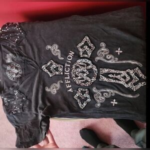 Affliction Women Black Graphic Tee